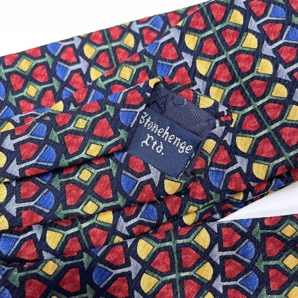 J Garcia Collectors Edition Tie 100%‎ Silk Necktie Geometric Classic Red Blue - Picture 5 of 6